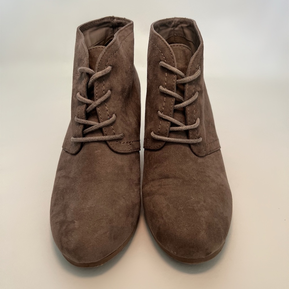 Taupe Lace Up Wedges